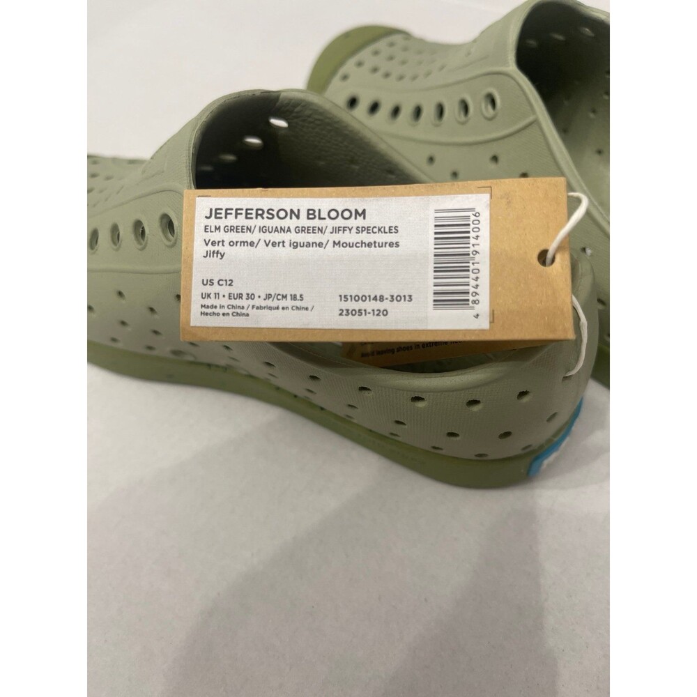 Native Shoes Kids Unisex Jefferson Bloom Size 12 Green New With Tag - Picture 9 of 11